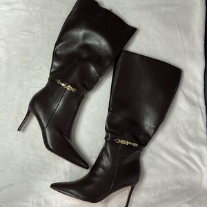 Shoedazzle Adaline Wide Calf Heeled Boots – Brown – Size 9 – NWT